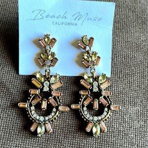 Rose and crystal chandelier earrings